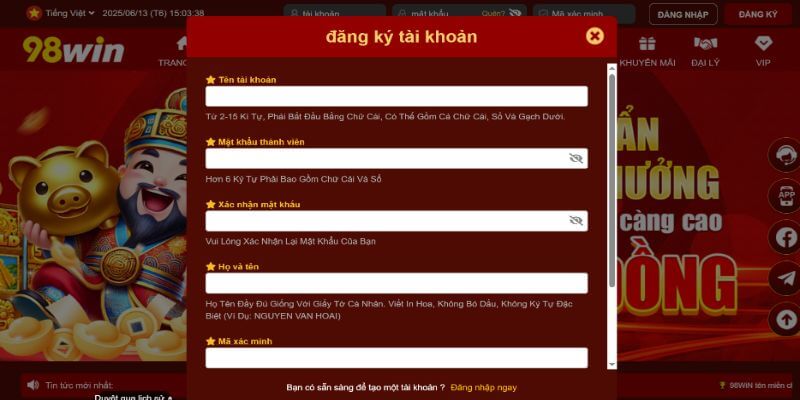 Các thông tin cần cung cấp tại biểu mẫu tạo tài khoản Các thông tin cần cung cấp tại biểu mẫu tạo tài khoản